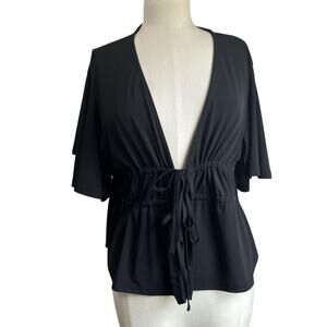 ASOS DESIGN Angel Sleeve with double tie front tea blouse Size 14